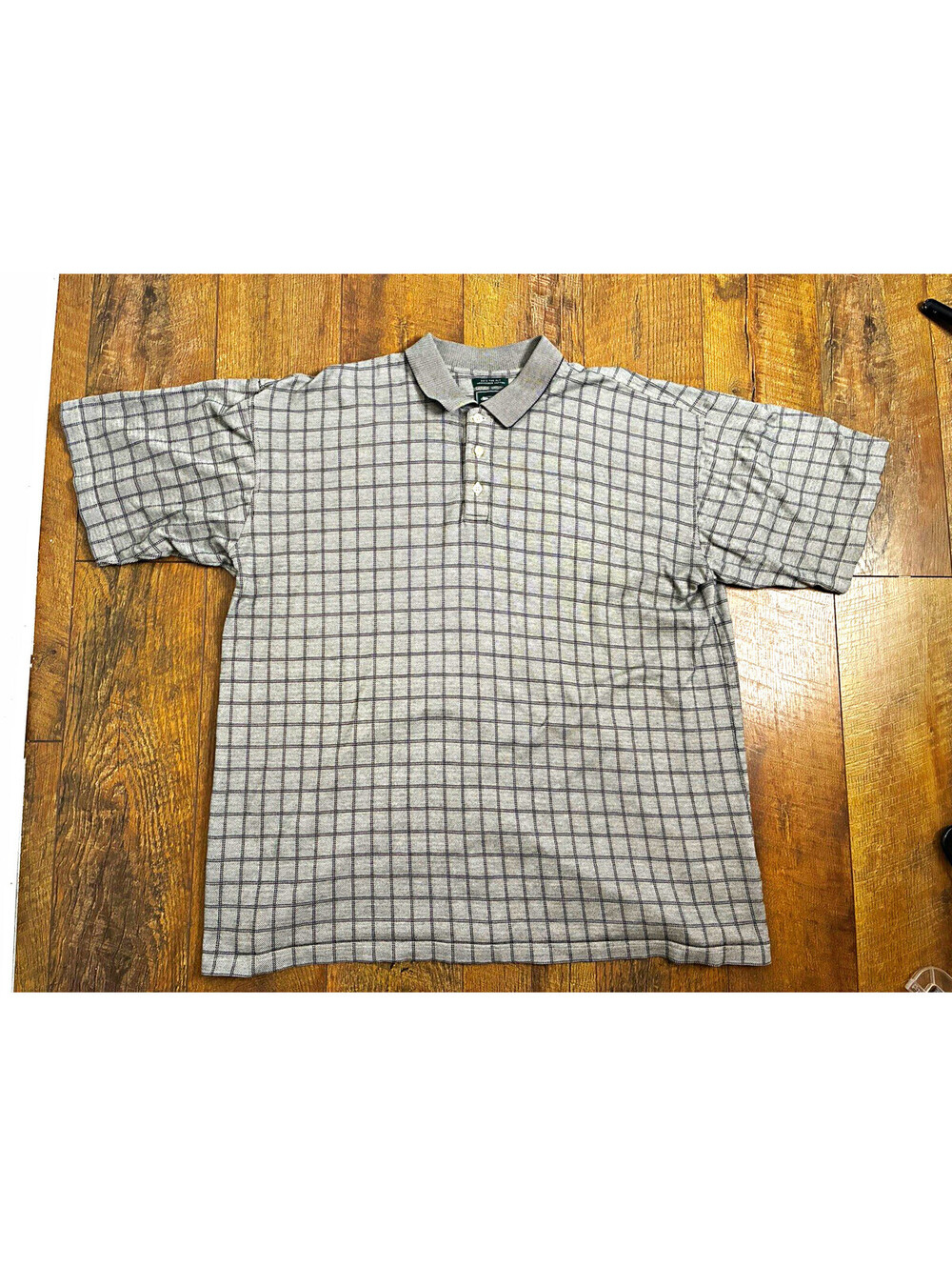 Vintage Bollé Golf Polo Mens XL Green Plaid 60s Two-Ply Mercerized Cotton